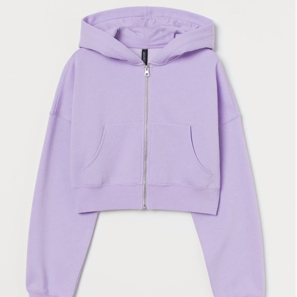 H&M Light Purple Cropped Zip-Through Hoodie (Medium) - Picture 7 of 8